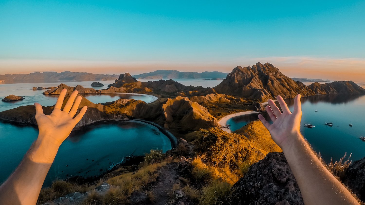 Climbing to the top of Padar Island