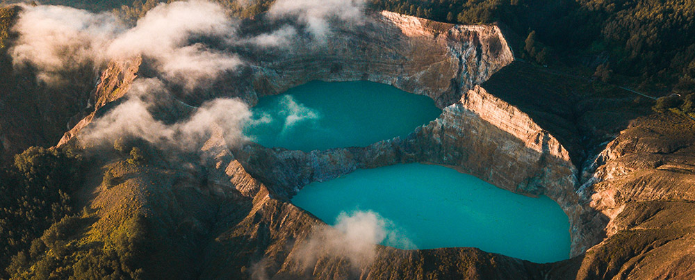 Sky view of the Kelimutu lake