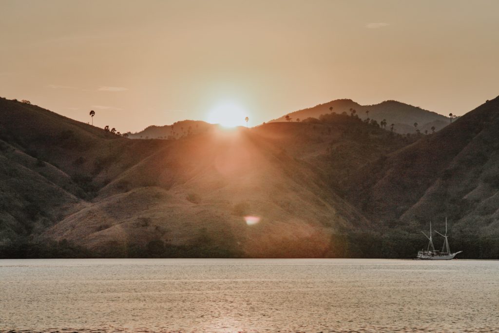 The beautiful sunset view on Komodo island